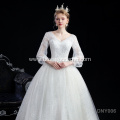 new elegant bride long sleeve v-neck lace applique long sleeve brides tull white elegant long train wedding dress